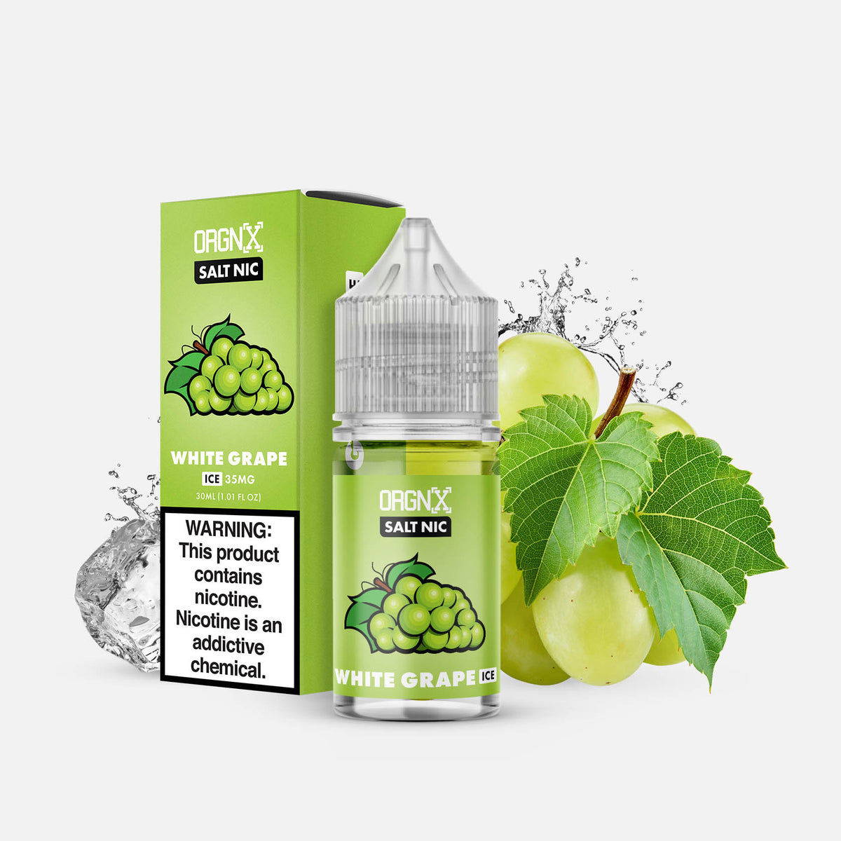 organic salt nic vape juice ORGNX White Grape Ice | Menthol Flavor:Black Dragonfruit Type=Tank High-Potency Delta-8 Vape with